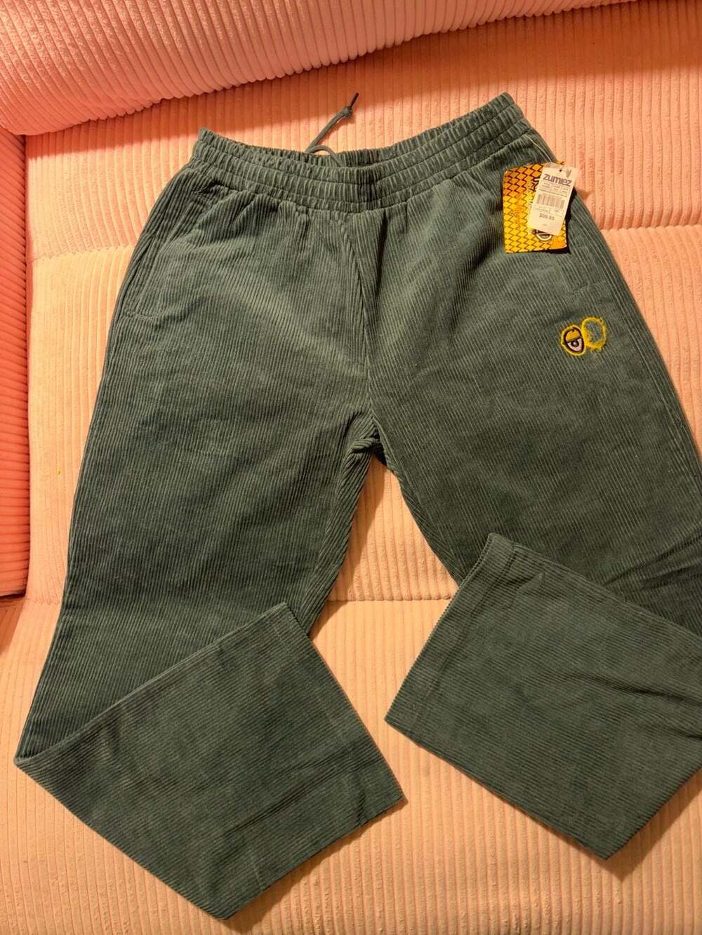 Krooked Eyes Corduroy Pants Dark Green Size Large